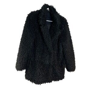 Lulus Coat Black Teddy Penny Lane Daisy Jones Faux Fur Mob Wife Dark Academia XL